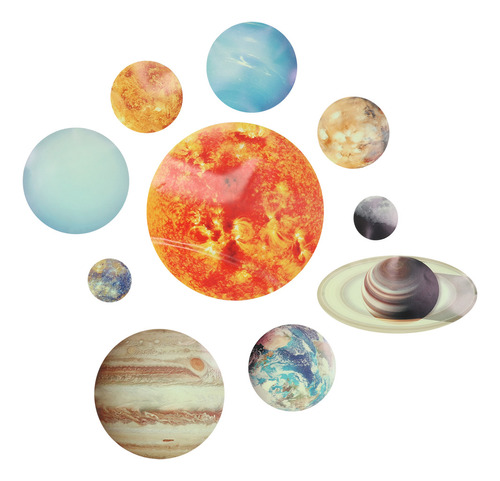 Nueve Planetas, Sistema Solar, Pegatinas Luminosas, Tamaño P