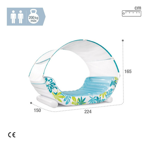 Boia Intex Inflável 2 Lugares C/ Toldo Removível P/ Piscina