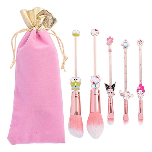 Set De 5 Brochas De Maquillaje De Hello Kitty Y Sus Amigos 
