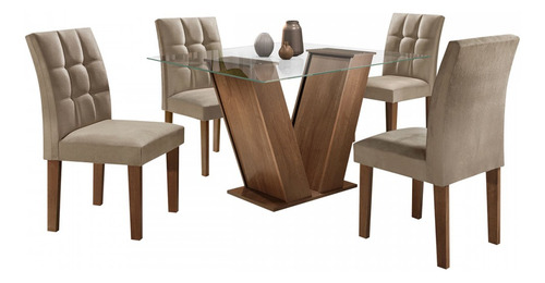 Mesa De Jantar 4 Lugares Classic/vitória Com Vidro