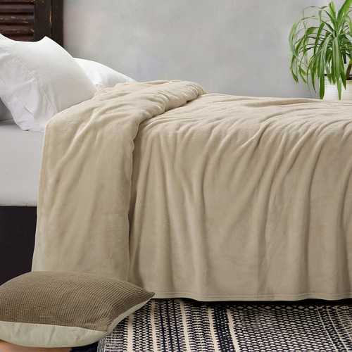 Frazada King Size Flannel Premium Tacto Súper Suave Degas Crudo Liso