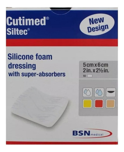 Apósito Espuma De Silicona-cutimed Siltec 5x6 Cm X 1 Unidad