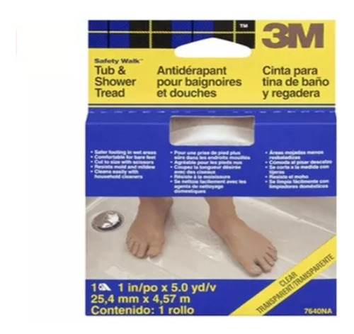 7640na Cinta Antiderrapante 3m Para Baño 25.4mm X 4.57mts S