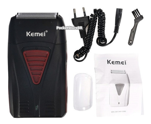 Máquina Shaver Kemei Barbeador Sem Fio 2 Lâminas Km-l3381