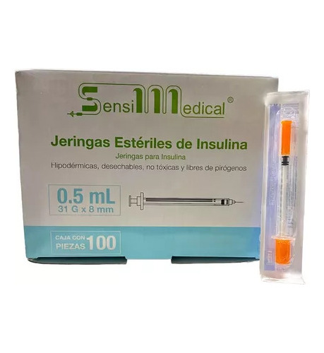 100 Jeringas Para Insulina Sensimedical 31g X 8mm 0.5ml