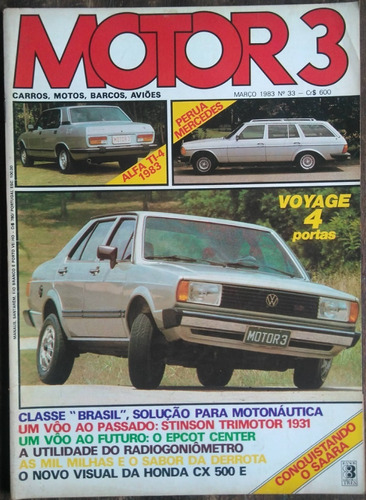 Revista Motor 3 Nº33 Março 1983 Alfa 2300, Voyage 4 Portas 