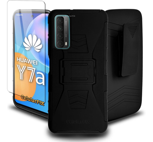 Funda Protector P/ Huawei Y7a, Uso Rudo Clip C/ Mica Cristal