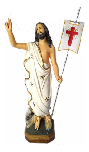 Imagem De Cristo Ressuscitado 66 Cm Jesus Bandeira Cor pintura a mão