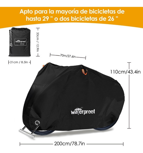 Imagen 2 de 7 de Funda Para Bicicleta Impermeable Y Anti-uv 110 X 200cm
