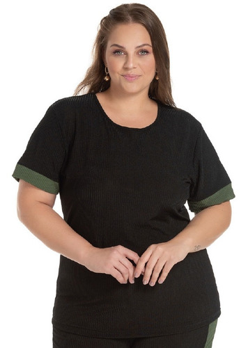 Blusa Plus Size Canelada Dedo Doce 1144001   Tam G1 G2 G3 G4