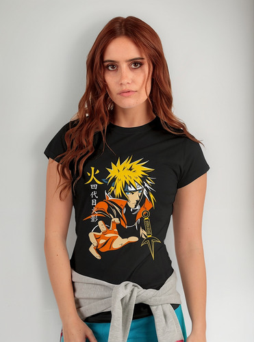 Playera Mujer Anime Camino Ninja Relámpago Amarillo D1 Vm