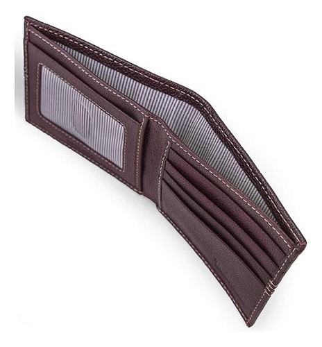 Cartera Billetera Timberland Bifold, Piel Color Burgundy