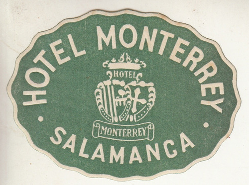 Antiguo Luggage De Hotel Monterrey Salamanca España Vintage 