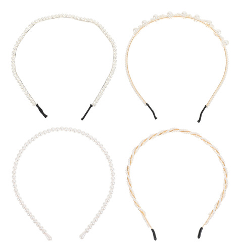 Hermosas Diademas De Perlas De Plástico Abs, 4 Unidades