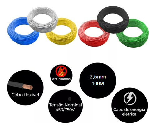 Cabo Flexivel Velper Branco 2,50mm Com 100 Metros