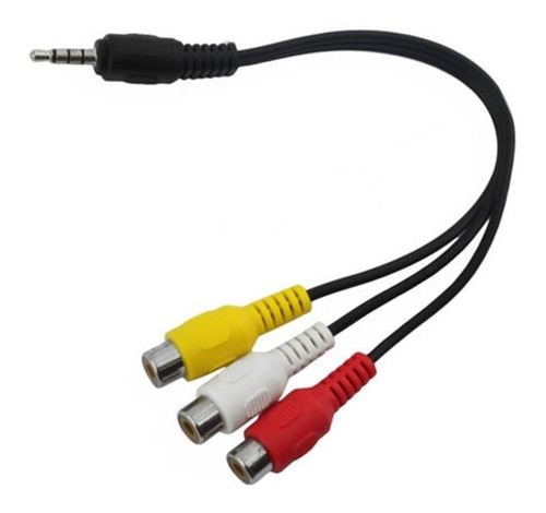 Cabo Adaptador P3 Av Rca 3 Vias Fêmea Áudio Vídeo 20cm