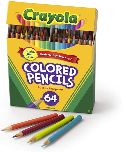 Lapices De Colores Crayola, 64 Unidades, De Colores Vivos Y