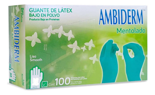 Guante De Latex Mentolado Ambiderm 100 Caja 100 Pz 