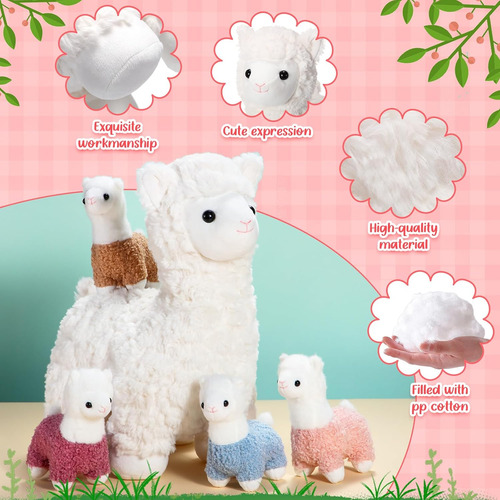 Lenwen 5 Pzs Llama De Peluche Con Bebés 14 Juguete Infantil