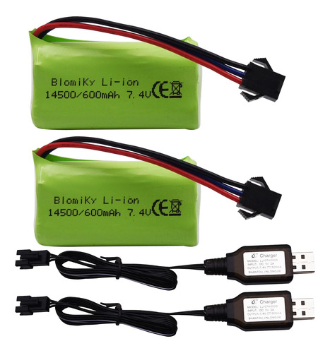 Blomiky Sm-3p Plug 7.4v 2s 600mah Bateria Y Usb Cable Cargad