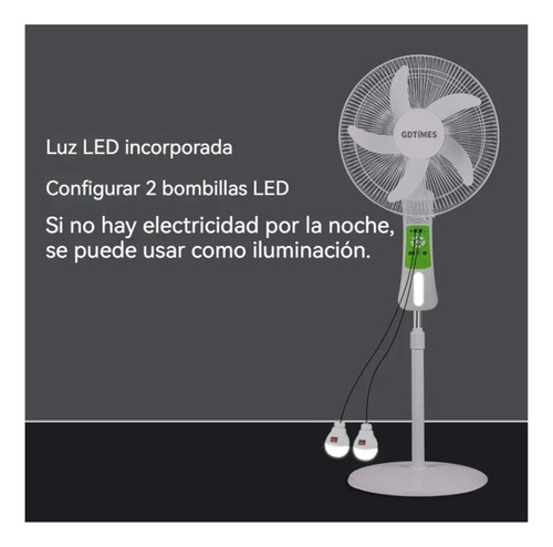 Solar Silencioso De Piso Recargable Con Controlventilador Solar Con Luz Led Y Control Remoto,9 Velocidades Ajustables, 180° Giratorio;ventilador solar recargable;abanico portatil recargable
