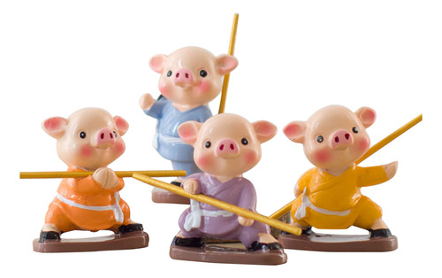 Set De 4 Figuras De Cerdo De Kung-fu, Adornos Creativos Para