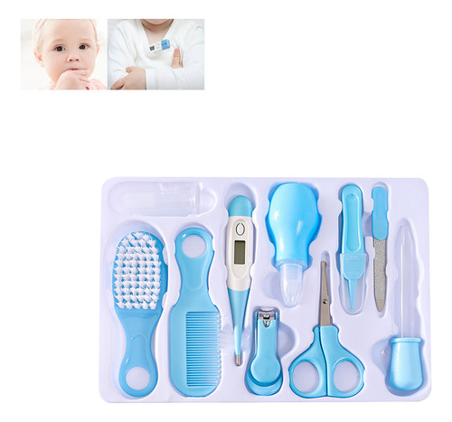 Set Aseo Para Bebes 10 Piezas Higiene Manicure Bebe Celeste
