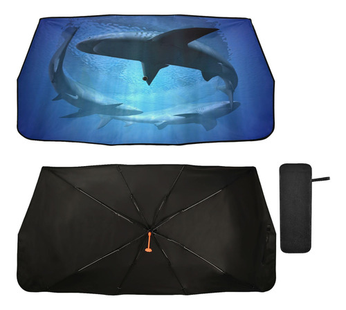 Parasol Paragua Auto Plegable Tiburon Visera Animal Pez Uv