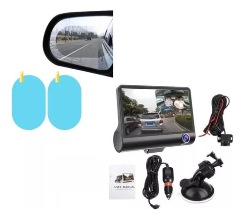 Video Camara Carro 3 Lentes Frontal Reversa Interno+antiempa