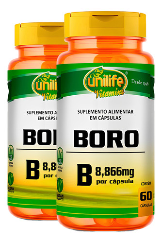 Boro B Vegano Unilife 60 Cápsulas 2un Sabor Sem Sabor