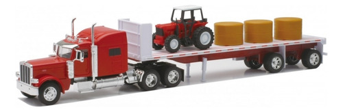 Newray 1:32 Peterbilt 389 W Hay And Farm Tractor