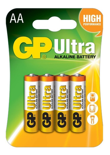 Pilas Alcalinas Ultra Aa, Gp Batteries Lr6, Pack Con 4 Pzs