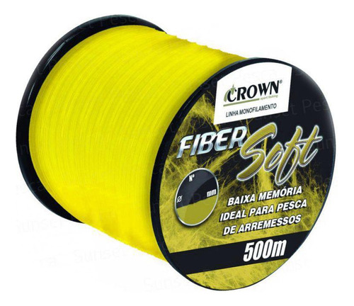 Linha Monofilamento Crown Fiber Soft Yellow 7,25kg 500m