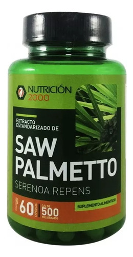 Saw Palmetto 60 Cápsulas Nutrición 2000 La Panza Es Primero Sabor Sin Sabor