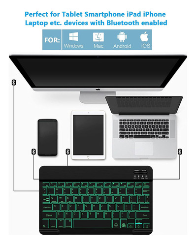 Teclado Sem Fio Com Retroiluminação Para iPad Android Window