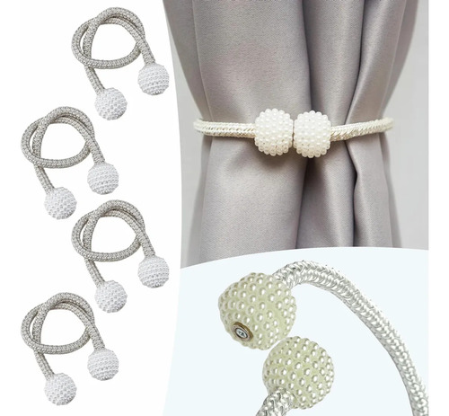 Kit De 4 Clips Magnéticos Para Cortina Imán Elegante Clip