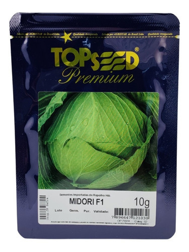 Sementes De Repolho Híbrido Midori F1 Topseed Premium 10g