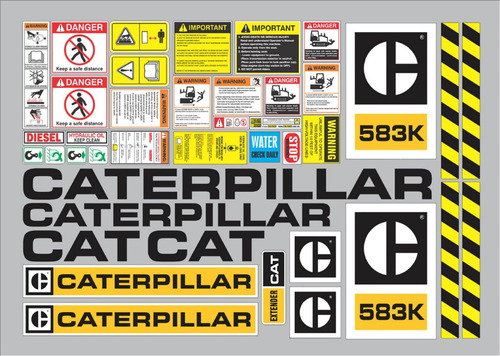 Calcomanías Caterpillar 583k Con Preventivos Originales