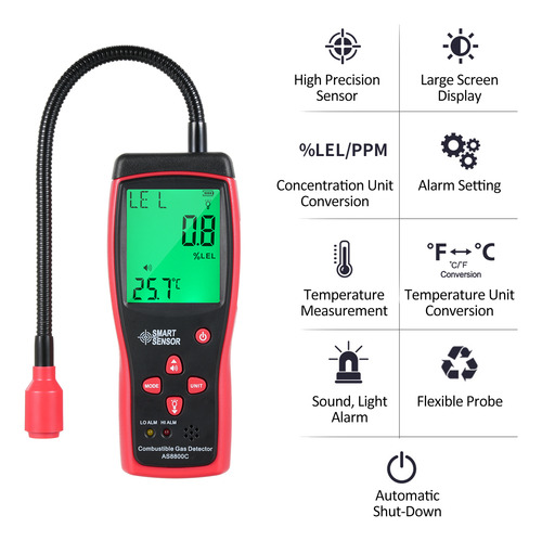 Detector Portátil De Fugas De Gases Combustibles Smart Senso
