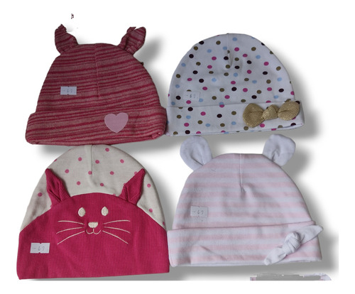 Set De 4 Gorros Suaves, Para Niña Bebé 6-9 Meses