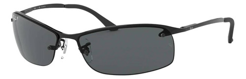 Gafas de sol polarizados Ray-Ban 0RB3183 Standard con marco de metal color polished black, lente grey clásica, varilla polished black de metal