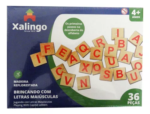 Brinquedo Pedagógico Madeira Abc Alfabeto Letras 72 Peças Jogo