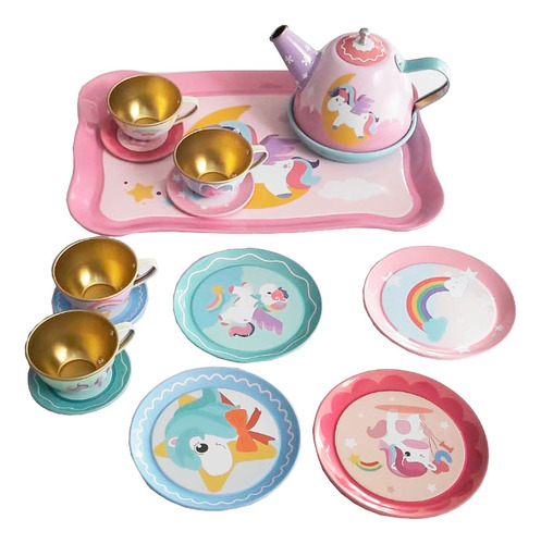 Kit De Chá Infantil G Metal 15 Pcs Unicornio Childrens Tea