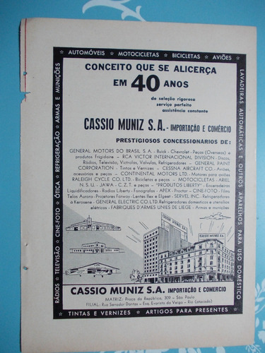 Propaganda Vintage. Cassio Muniz..importação E Comércio