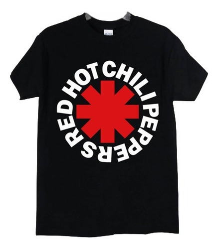 Red Hot Chili Peppers Logo polera negra Manga Corta Hombre