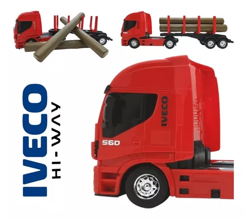 Caminhão Iveco De Brinquedo Carreta Toras De Madeira de Plastico