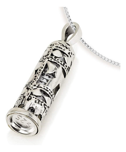 Collar De Plata De Ley 925 Mezuzah, Colgante De Pergamino, C