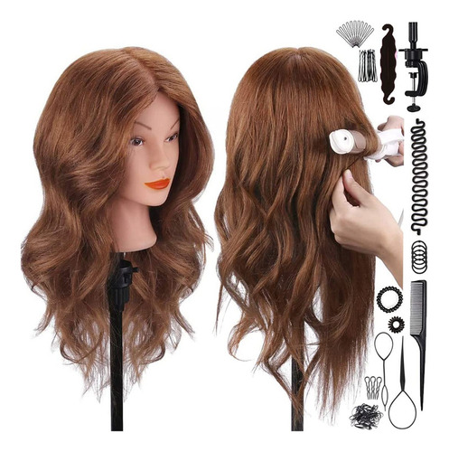 Cabeza De Maniquí Con Cabello 100% Humano, Szcy Llc 18.0 In