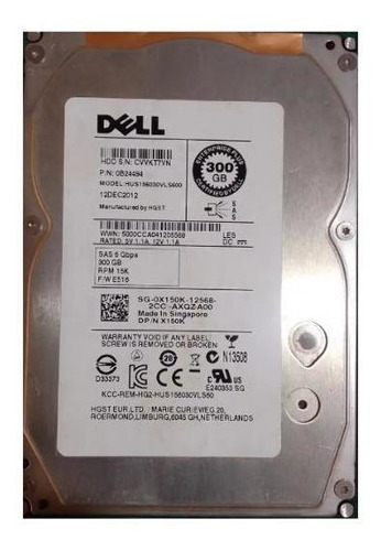 Hd Dell 300gb Sas 3,5 15k  - Hus156030vls600