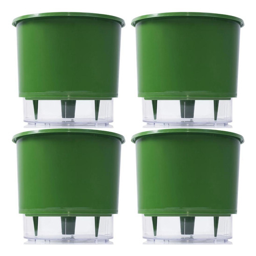 Kit 4 Vaso Raiz Autoirrigavel 21x18 Verde Esc Planta Tempero